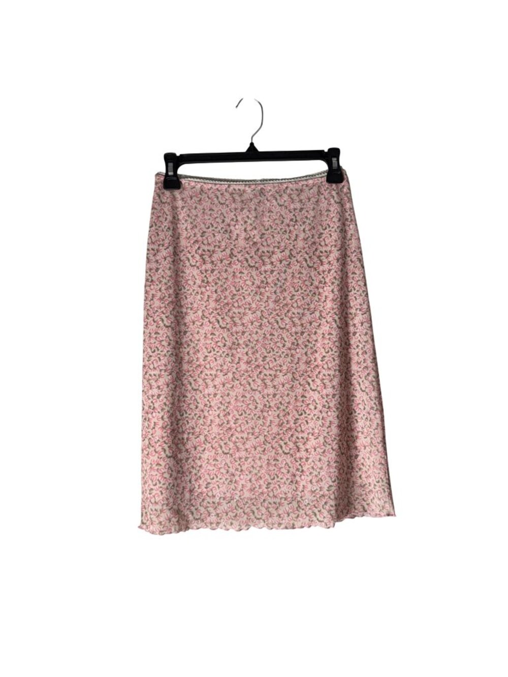 Vintage Clue Y2K Coquette USA Pink Floral Mesh Slip Skirt Womens Size Small